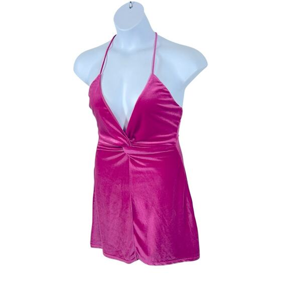 Revolve More To Come Kimmie Pink Velvet Mini Dress Sz M Barbiecore Party - Picture 7 of 14